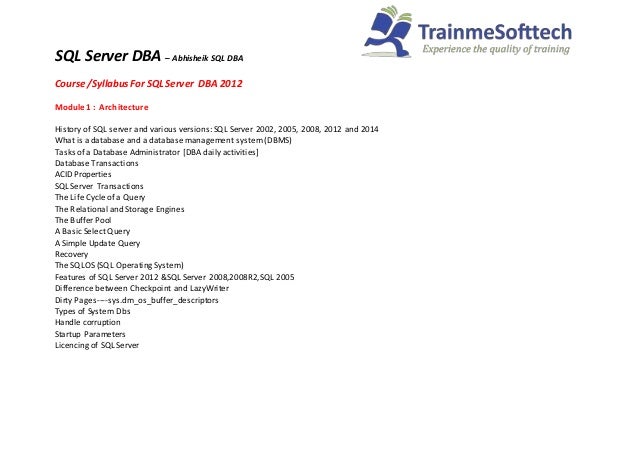 SQL SERVER 2012 DBA TUTORIAL PDF